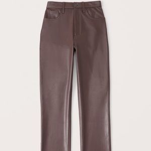 Abercrombie 90’s Straight Ultra High Rise Leather Pants in Brown